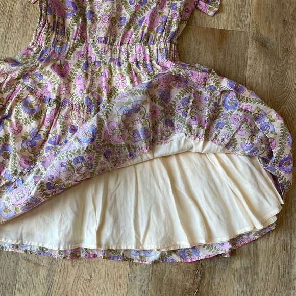 NWOT Olivaceous Floral Mini Dress Puff Sleeve Ruffle Hem Boho Cottagecore Size M - Picture 4 of 6